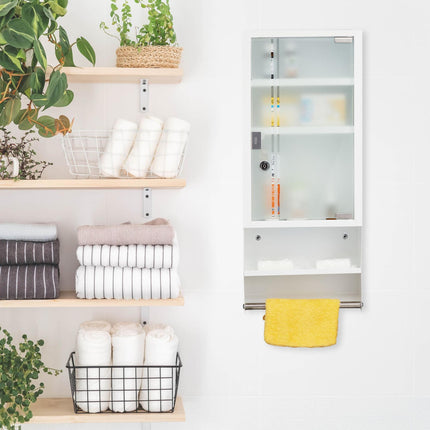 Lockable medicine cabinet with glass door