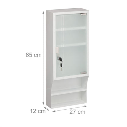 Lockable medicine cabinet with glass door