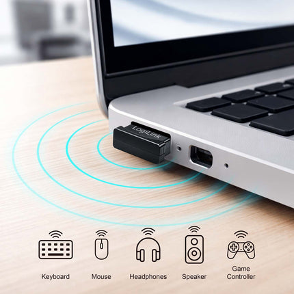 LogiLink Bluetooth 6.0 USB Adapter with 20 m Range, Up To 3 Mbps, Driver-Free