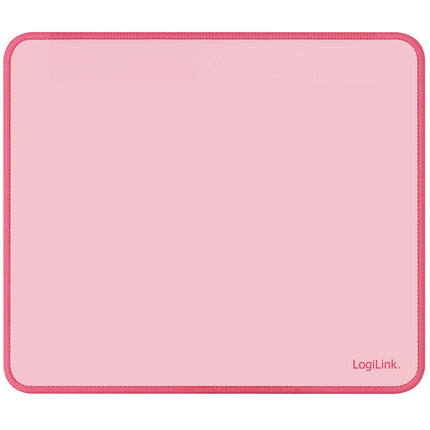 LogiLink Mouse Pad 22 x 25 cm with Non-Slip Rubber Base, Pink, Stitched Edges
