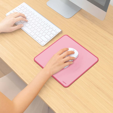 LogiLink Mouse Pad 22 x 25 cm with Non-Slip Rubber Base, Pink, Stitched Edges
