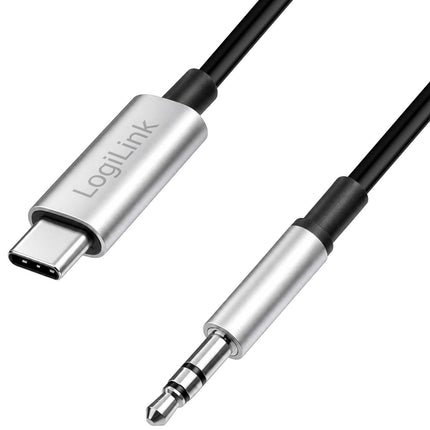 LogiLink USB-C to 3.5 mm Jack Audio Cable with DAC, 1 m, Black, Stereo