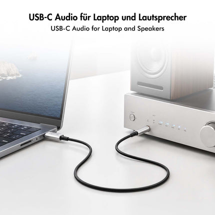 LogiLink USB-C to 3.5 mm Jack Audio Cable with DAC, 1 m, Black, Stereo