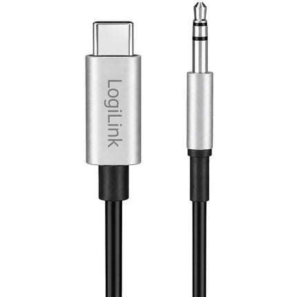 LogiLink USB-C to 3.5 mm Jack Audio Cable with DAC, 1 m, Black, Stereo