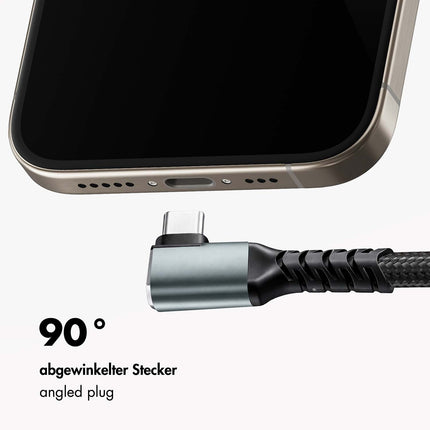 LogiLink USB-C to USB-C Cable 0.5 m, 90° Angled, 100W PD, Grey/Black, 4K 60Hz