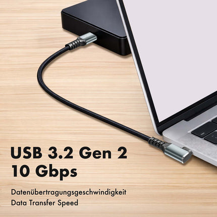LogiLink USB-C to USB-C Cable 1 m, 90° Angled, 100W PD, Grey/Black, 4K 60Hz