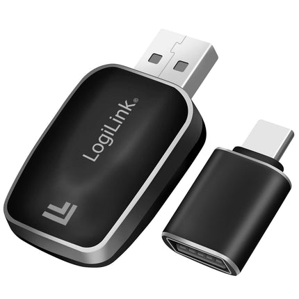 LogiLink Wireless CarPlay and Android Auto Adapter, Bluetooth 5.0, Black