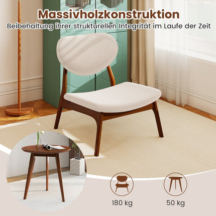 Lounge Chair Set with Side Table, Beige, 3-Piece