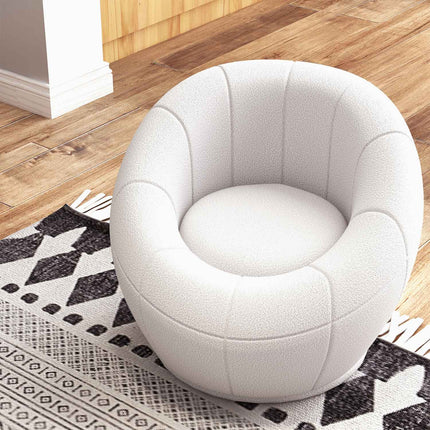 White swivel lounge chair with armrests for living room