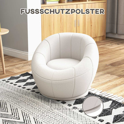 White swivel lounge chair with armrests for living room