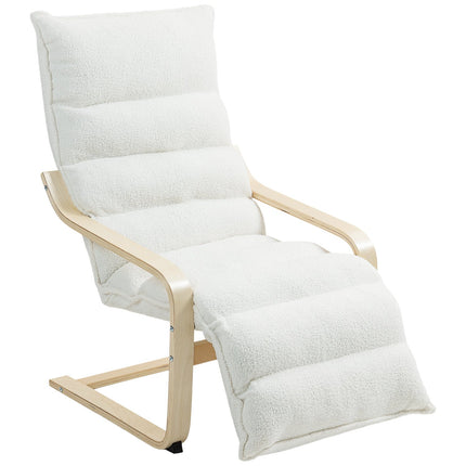 Upholstered Birch Lounge Chair with Adjustable Footrest