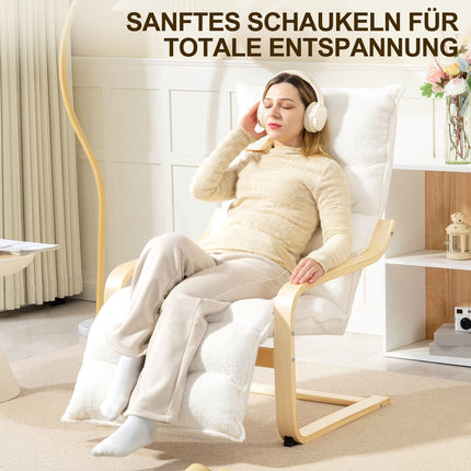 Upholstered Birch Lounge Chair with Adjustable Footrest