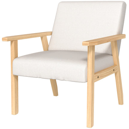 Armchair with armrests, Upholstered, Cream white, 64x70x72 cm