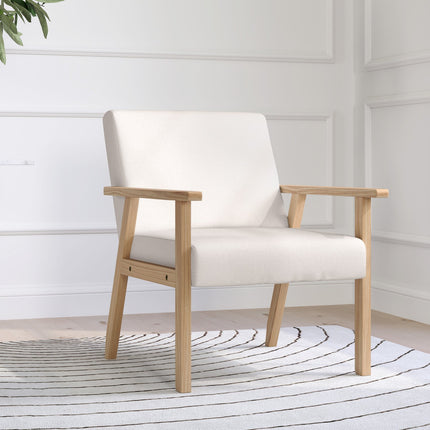 Armchair with armrests, Upholstered, Cream white, 64x70x72 cm