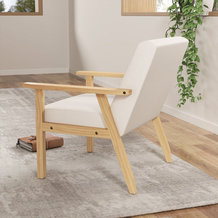 Armchair with armrests, Upholstered, Cream white, 64x70x72 cm