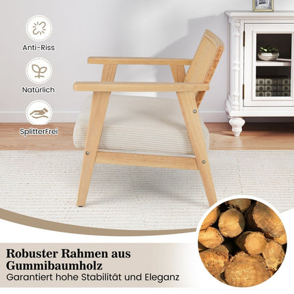 Lounge chair with rattan backrest Dining chair with upholstered seat Upholstered reading chair