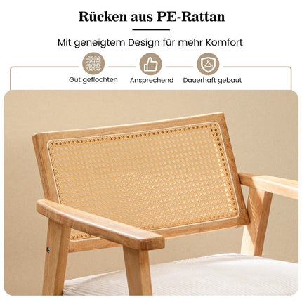 Lounge chair with rattan backrest Dining chair with upholstered seat Upholstered reading chair