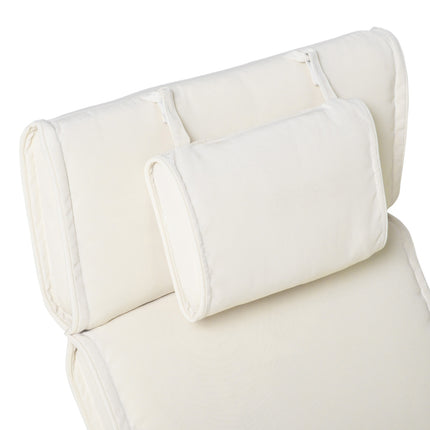 Cream white outdoor chair cushion, polyester, 198x53x5 cm