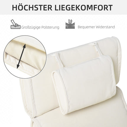 Cream white outdoor chair cushion, polyester, 198x53x5 cm