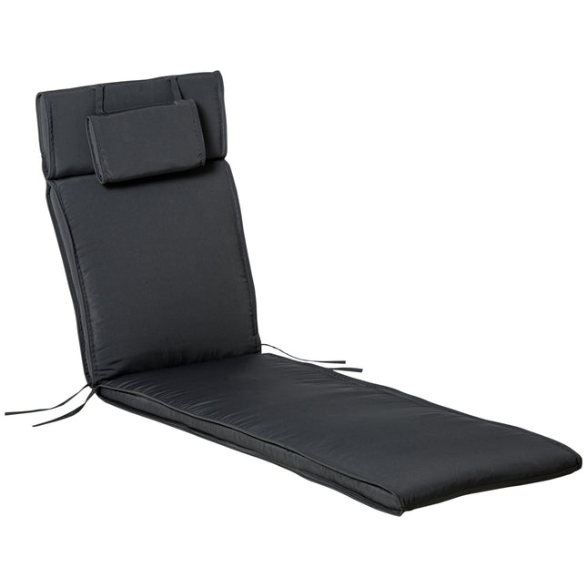Garden chair cushion, grey, removable cushion, 198x53x5 cm