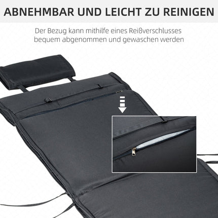 Garden chair cushion, grey, removable cushion, 198x53x5 cm