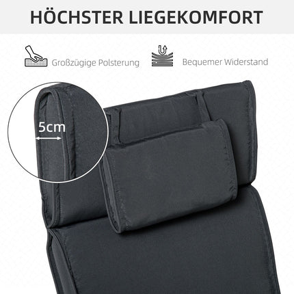 Garden chair cushion, grey, removable cushion, 198x53x5 cm
