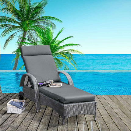Dark gray garden chair cushion - 196 x 55 x 8 cm