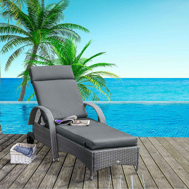 Dark gray garden chair cushion - 196 x 55 x 8 cm