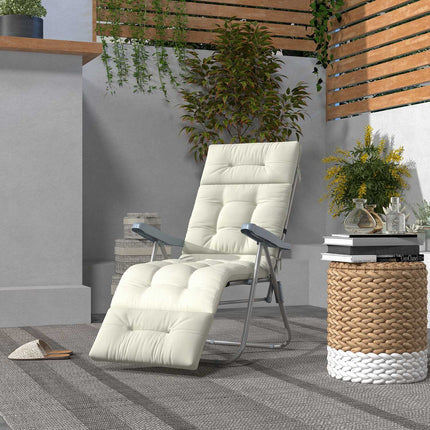 Creamy white garden chair cushion, polyester, 200x60x13cm