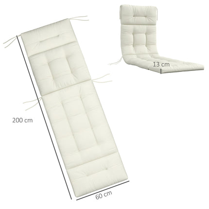 Creamy white garden chair cushion, polyester, 200x60x13cm