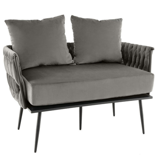 Sofa dwuosobowa, tapicerka holenderska aksamitna, kolor szary, 350 funtów