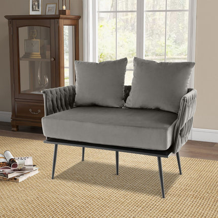 Loveseat Sofa, Dutch Velvet Upholstery, Gray, 350 lb