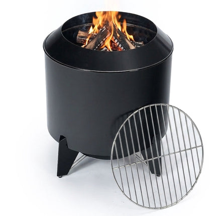 Low-Smoke Fire Bowl & Grill, Steel, Black, 46x52 cm