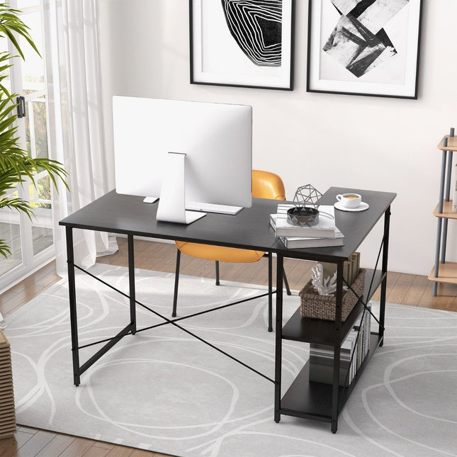L-shape desk corner computer table with storage compartments office table 120 x 88 x 74.5 cm black