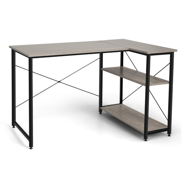 L-shape desk corner computer table with storage compartments office table 120 x 88 x 74.5 cm gray