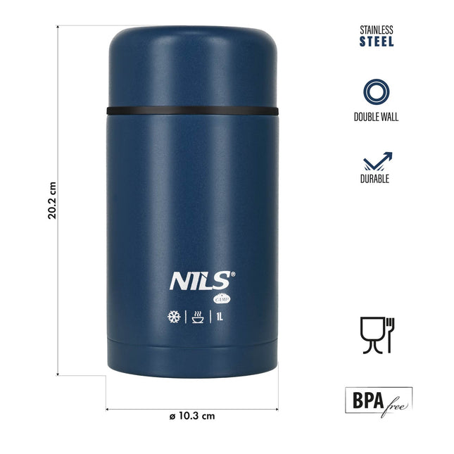 Lunch Thermos 1000ml, Blauw, Isoleerfles