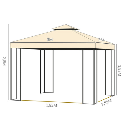 3x3m Beige garden pavilion tent - durable party tent