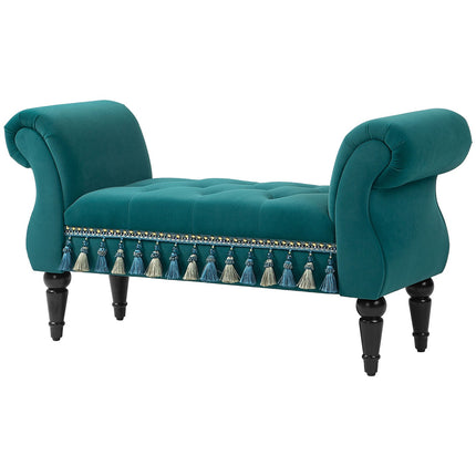 Luxurious Velvet Bench, Gray Upholstery - Living room/bedroom