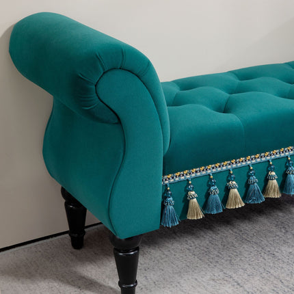 Luxurious Velvet Bench, Gray Upholstery - Living room/bedroom