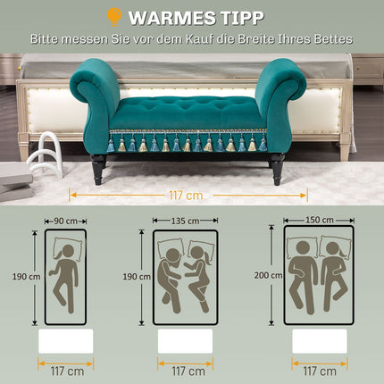 Luxurious Velvet Bench, Gray Upholstery - Living room/bedroom