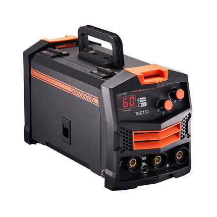 MIG Welder 130A, Gasless Flux Core, Synergic Display