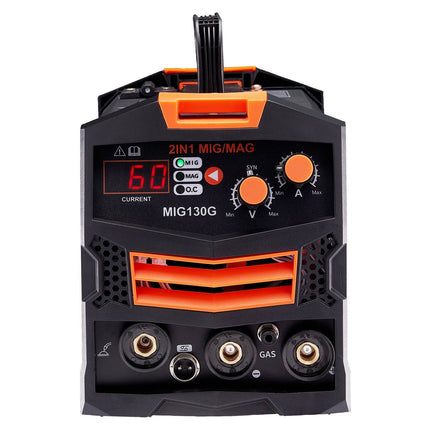 MIG Welder 130A, Synergic Gas And Flux Core, Digital Display