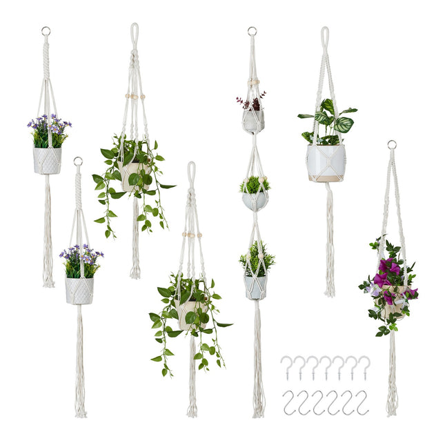Macramé plantenhangerset, 7 stuks, verschillende maten