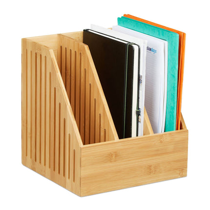 Magazine collector A4 bamboo with 3 compartments
