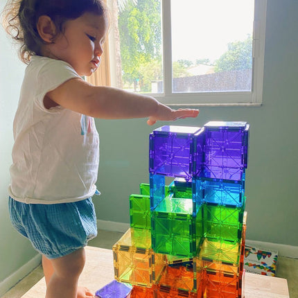 Magna-Tiles Magnetic Building Tiles Clear Colors, 32 Pcs