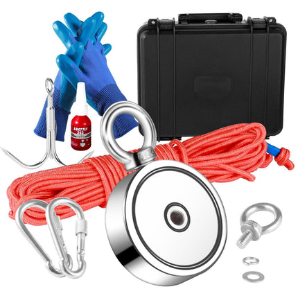 Magnet Fishing Kit, Double-Sided 1200 lb, Rope, Hook