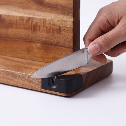 Magnetic Acacia Wood Knife Block, Double-Sided, Brown
