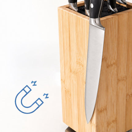 Magnetic Bamboo Knife Block with Bristle Insert