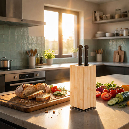 Magnetic Bamboo Knife Block with Bristle Insert