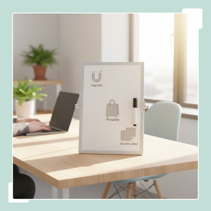 Magnetic Desk Whiteboard, Double-Sided, With Accessories